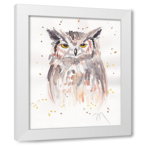 Great-Horned Owl White Modern Wood Framed Art Print by Dyer, Beverly