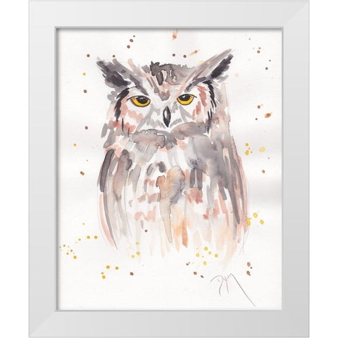 Great-Horned Owl White Modern Wood Framed Art Print by Dyer, Beverly