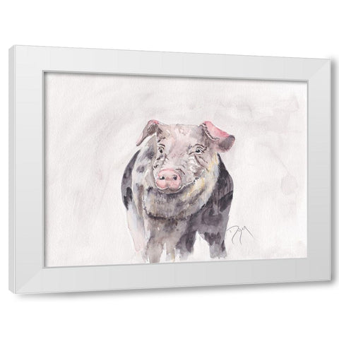 Pig White Modern Wood Framed Art Print by Dyer, Beverly