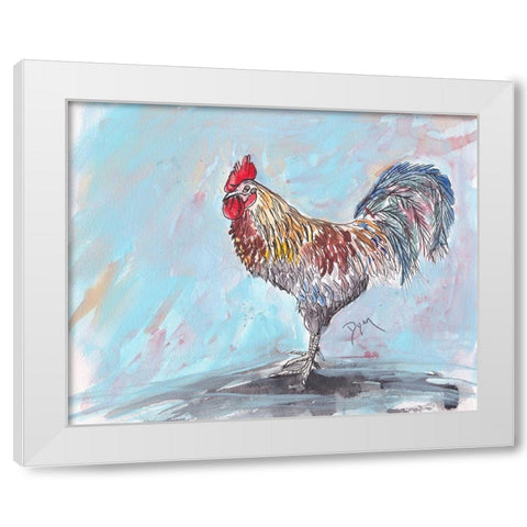 Rooster White Modern Wood Framed Art Print by Dyer, Beverly
