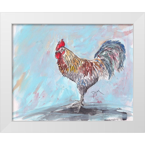 Rooster White Modern Wood Framed Art Print by Dyer, Beverly