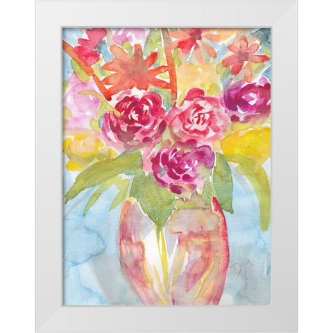 Florals Fresh Vase 1 White Modern Wood Framed Art Print by Dyer, Beverly