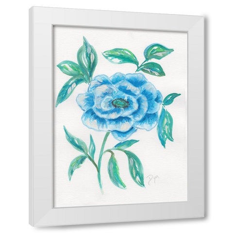 Floral Blue 1 White Modern Wood Framed Art Print by Dyer, Beverly