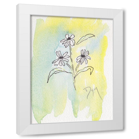 Drawn Asters White Modern Wood Framed Art Print by Dyer, Beverly