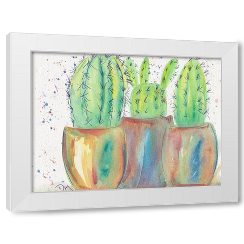 Cactus Party White Modern Wood Framed Art Print by Dyer, Beverly