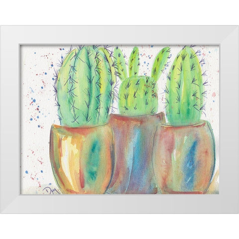 Cactus Party White Modern Wood Framed Art Print by Dyer, Beverly