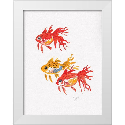 Fish Gold White Modern Wood Framed Art Print by Dyer, Beverly