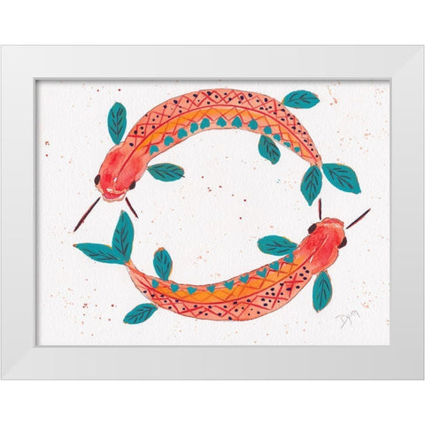 Fish Gold Circle White Modern Wood Framed Art Print by Dyer, Beverly