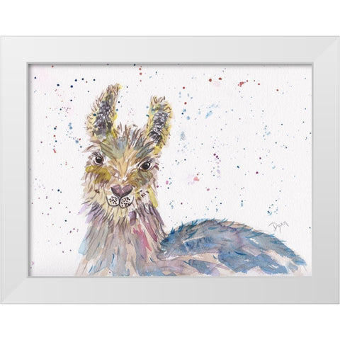 Llama Senorita White Modern Wood Framed Art Print by Dyer, Beverly