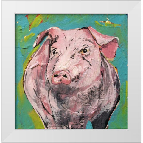 Pig Moment White Modern Wood Framed Art Print by Dyer, Beverly