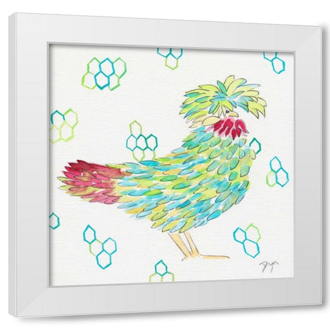 Funky Chicken Squared 1 White Modern Wood Framed Art Print by Dyer, Beverly