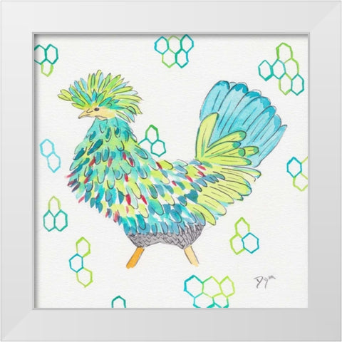Funky Chicken Squared 2 White Modern Wood Framed Art Print by Dyer, Beverly
