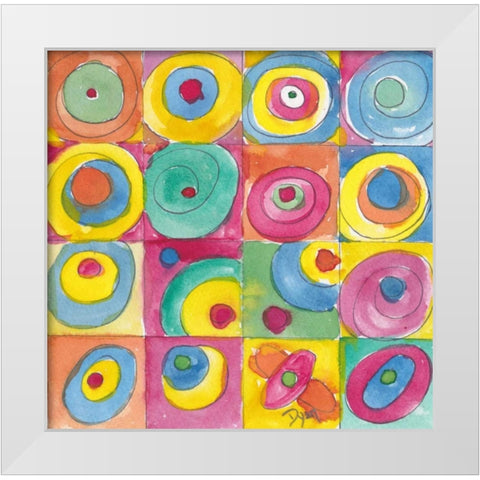 Circles Bright White Modern Wood Framed Art Print by Dyer, Beverly