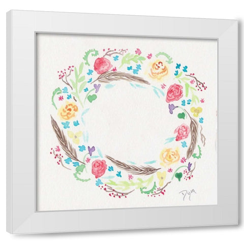 Wildflower Wreath 1 White Modern Wood Framed Art Print by Dyer, Beverly