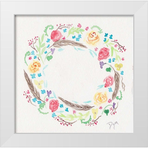 Wildflower Wreath 1 White Modern Wood Framed Art Print by Dyer, Beverly