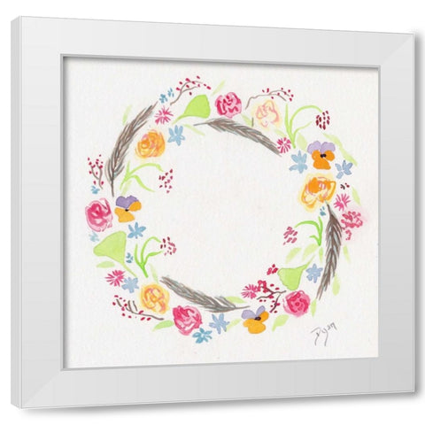 Wildflower Wreath 2 White Modern Wood Framed Art Print by Dyer, Beverly