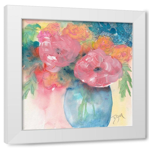 Summer Bouquet White Modern Wood Framed Art Print by Dyer, Beverly