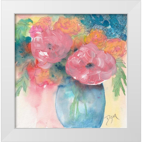 Summer Bouquet White Modern Wood Framed Art Print by Dyer, Beverly