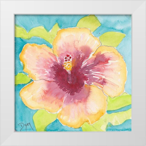 Sunset Hibiscus I White Modern Wood Framed Art Print by Dyer, Beverly