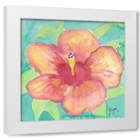 Sunset Hibiscus II White Modern Wood Framed Art Print by Dyer, Beverly