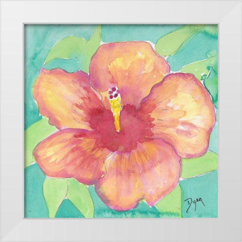 Sunset Hibiscus II White Modern Wood Framed Art Print by Dyer, Beverly