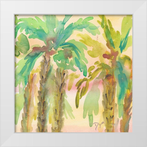 Sunset Palms 1 White Modern Wood Framed Art Print by Dyer, Beverly