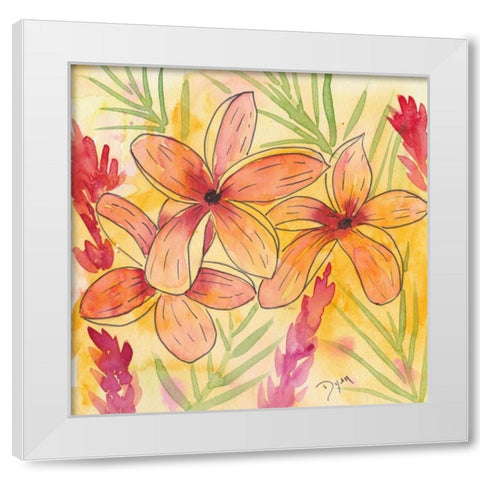 Sunset Plumeria I White Modern Wood Framed Art Print by Dyer, Beverly