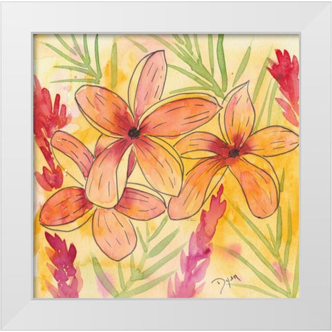 Sunset Plumeria I White Modern Wood Framed Art Print by Dyer, Beverly
