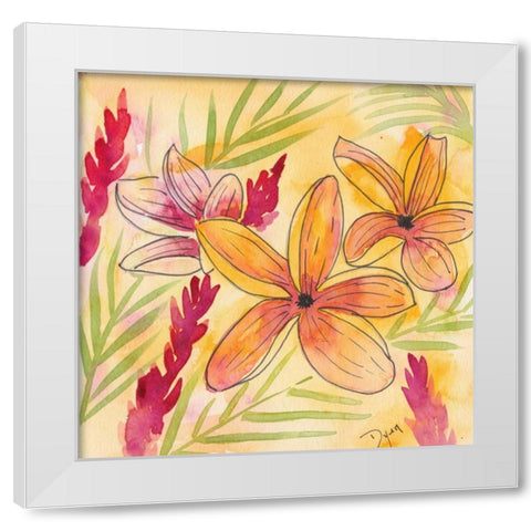 Sunset Plumeria II White Modern Wood Framed Art Print by Dyer, Beverly