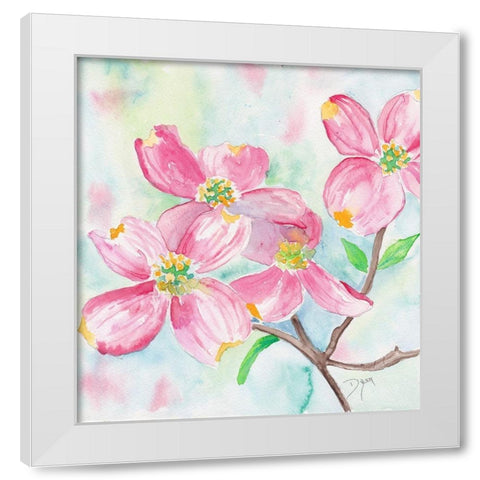 Pink Dogwood II White Modern Wood Framed Art Print by Dyer, Beverly