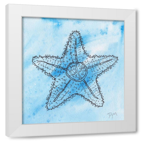 Coastal Starfish White Modern Wood Framed Art Print by Dyer, Beverly