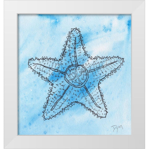 Coastal Starfish White Modern Wood Framed Art Print by Dyer, Beverly