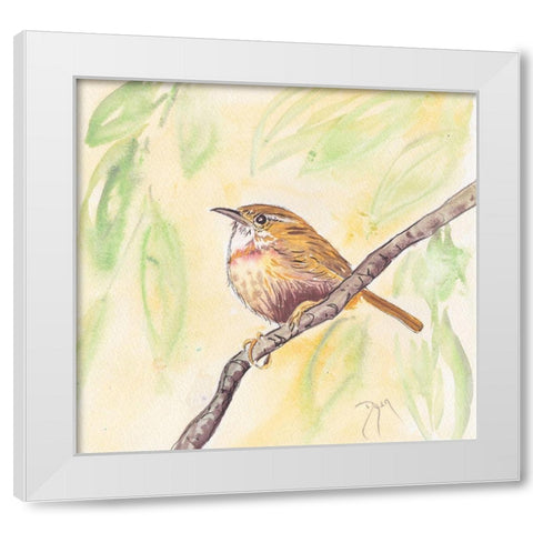 Sunny Wren White Modern Wood Framed Art Print by Dyer, Beverly