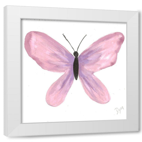 Watercolor Pinkfly White Modern Wood Framed Art Print by Dyer, Beverly