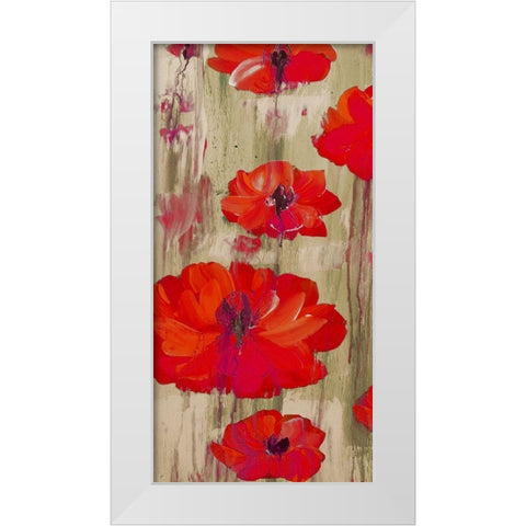 Crimson Rain 1 White Modern Wood Framed Art Print by Dyer, Beverly