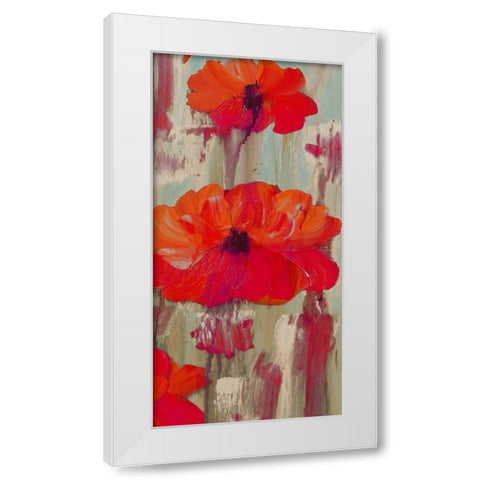 Crimson Rain 3 White Modern Wood Framed Art Print by Dyer, Beverly
