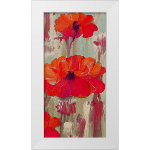 Crimson Rain 3 White Modern Wood Framed Art Print by Dyer, Beverly