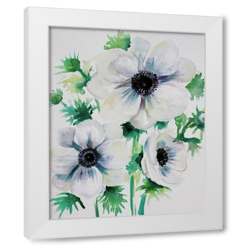 Ghost Blooms 3 White Modern Wood Framed Art Print by Boho Hue Studio