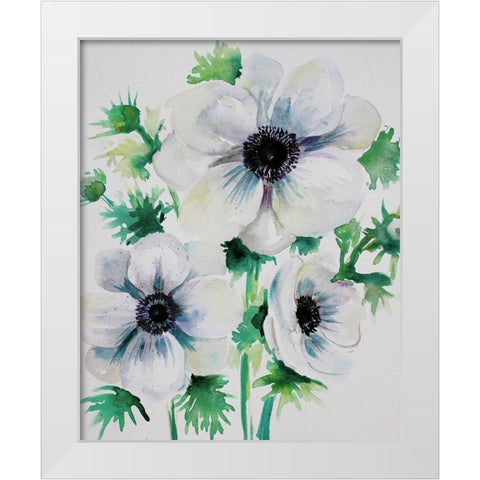 Ghost Blooms 3 White Modern Wood Framed Art Print by Boho Hue Studio
