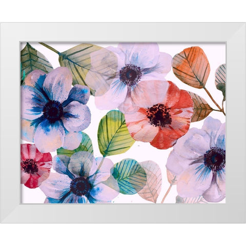 Flowerscape 1 White Modern Wood Framed Art Print by Boho Hue Studio
