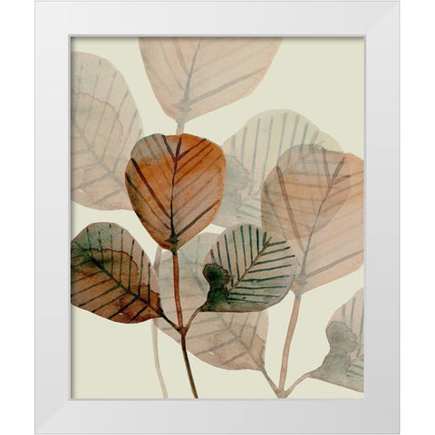 Brown Leaves 1 White Modern Wood Framed Art Print by Boho Hue Studio