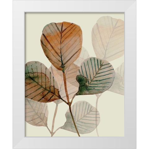 Brown Leaves 2 White Modern Wood Framed Art Print by Boho Hue Studio
