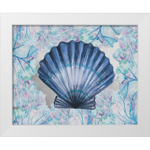 Blue Scallop White Modern Wood Framed Art Print by Boho Hue Studio
