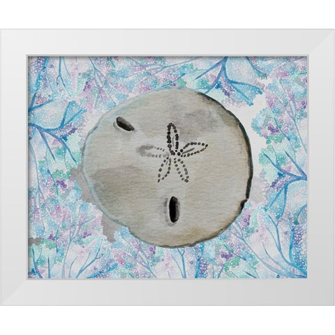 Sand Dollar White Modern Wood Framed Art Print by Boho Hue Studio