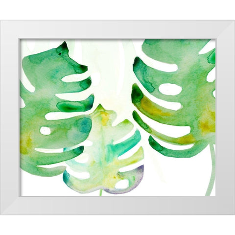 Green Monsteral 2 White Modern Wood Framed Art Print by Boho Hue Studio