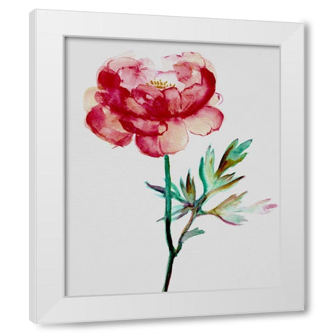 Red Peony White Modern Wood Framed Art Print by Boho Hue Studio