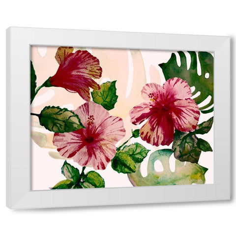 Tropical Hibiscus 2 White Modern Wood Framed Art Print by Boho Hue Studio