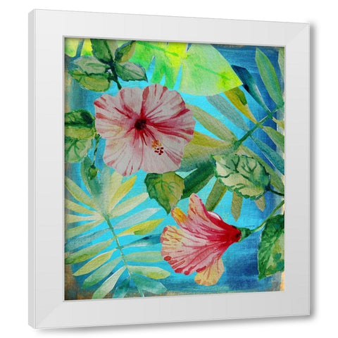 Tropical Hibiscus 2 White Modern Wood Framed Art Print by Boho Hue Studio