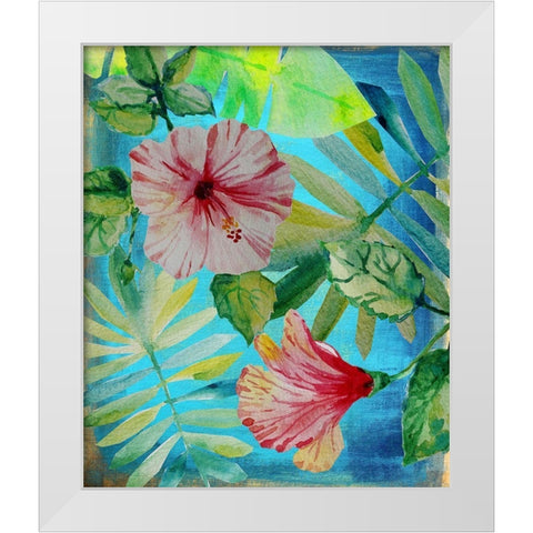 Tropical Hibiscus 2 White Modern Wood Framed Art Print by Boho Hue Studio