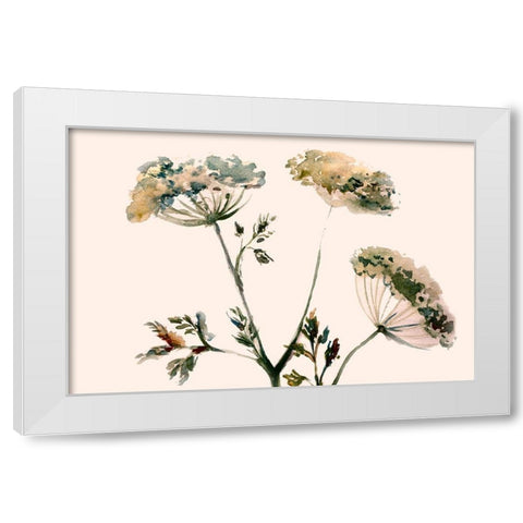 Queens Flowers White Modern Wood Framed Art Print by Boho Hue Studio
